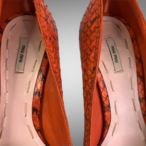 MIU MIU Python Embossed Peek A Boo Toe Heels - Picture 6 of 11